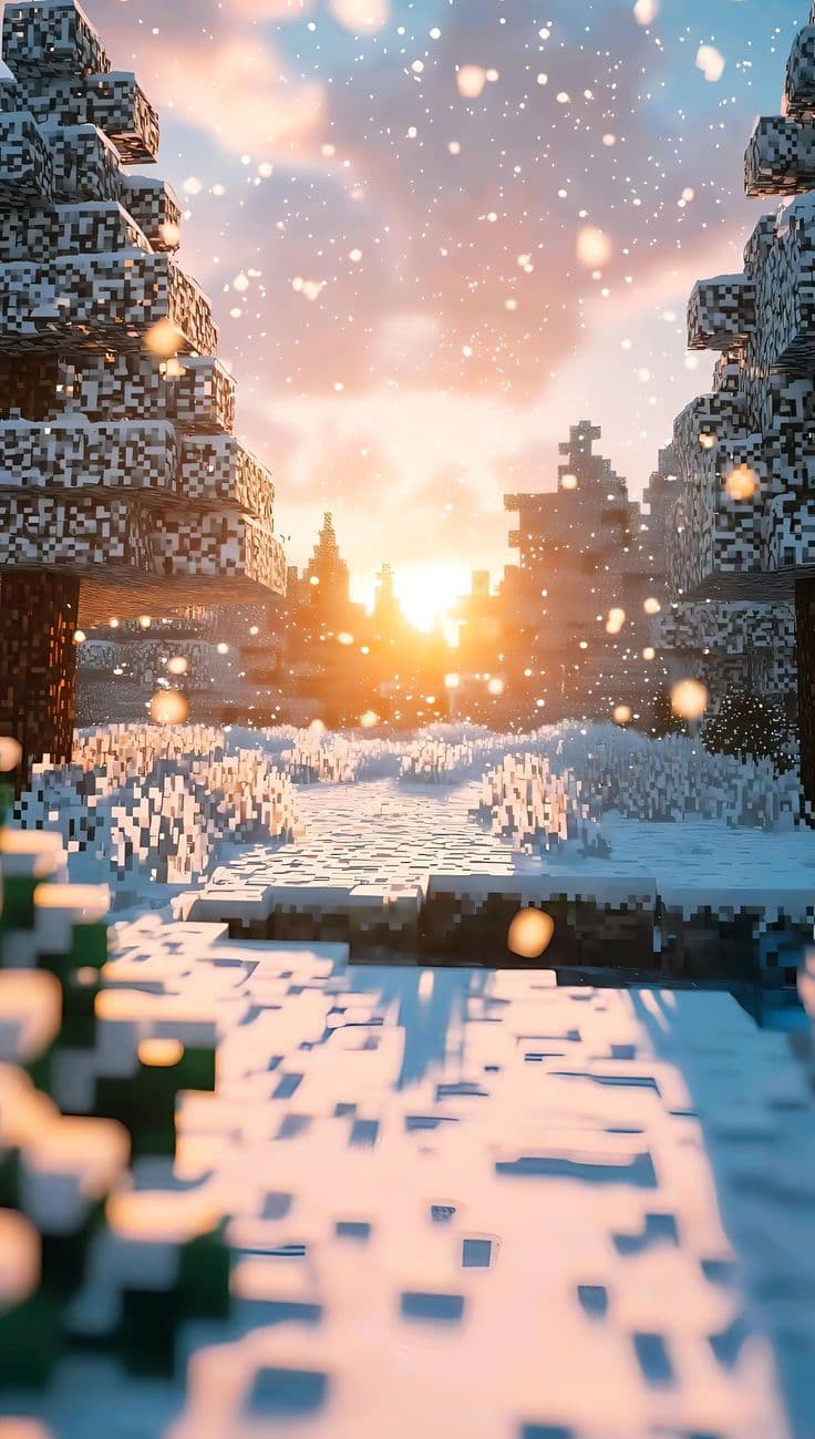 A quiet snow-covered village at dawn